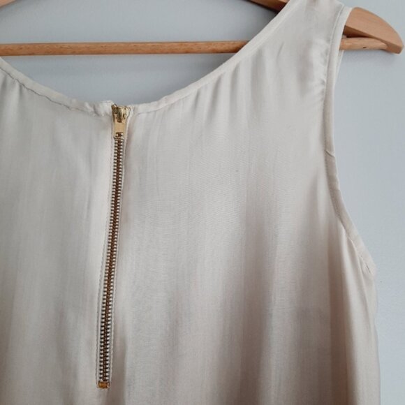 SOUTH Sequins Dip-Dye Silky Tunic Tank High Low Hem Top Cream & Tan Sz M Flawed - Picture 12 of 16